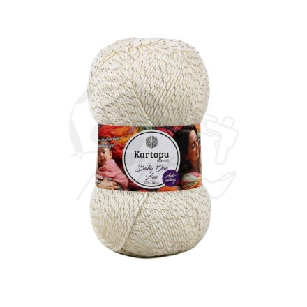 04. Baby One Lux K010-AL - Törtfehér/arany Csillogós akril fonal